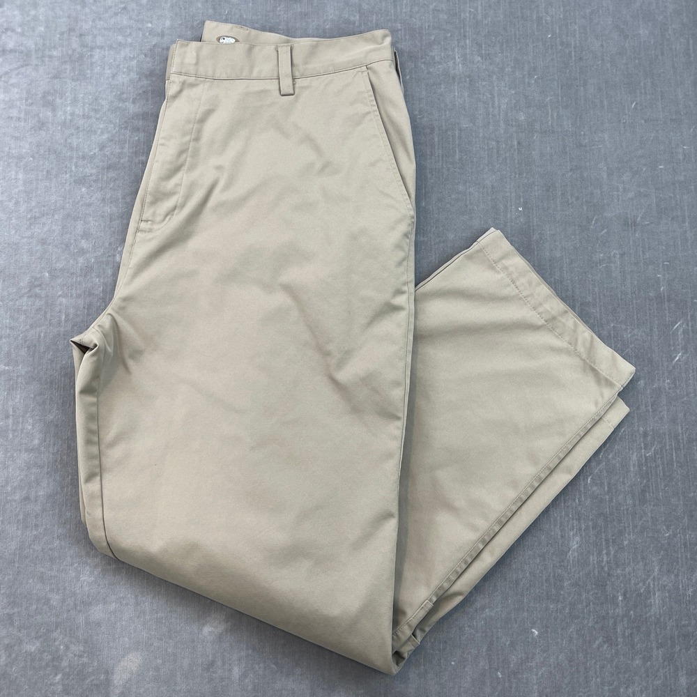Adidas Mens 36x30 Tan Golf Pants Stretch Polyester Trousers‎ Khaki